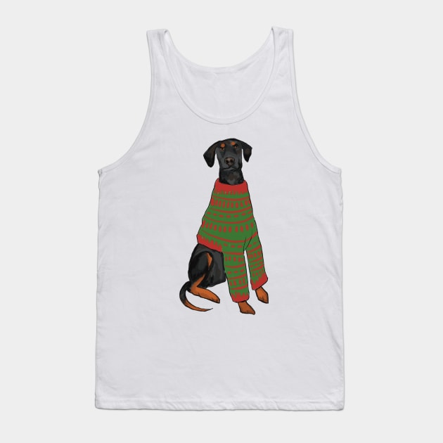 Doberman in a Christmas jumper Tank Top by Shadoodles